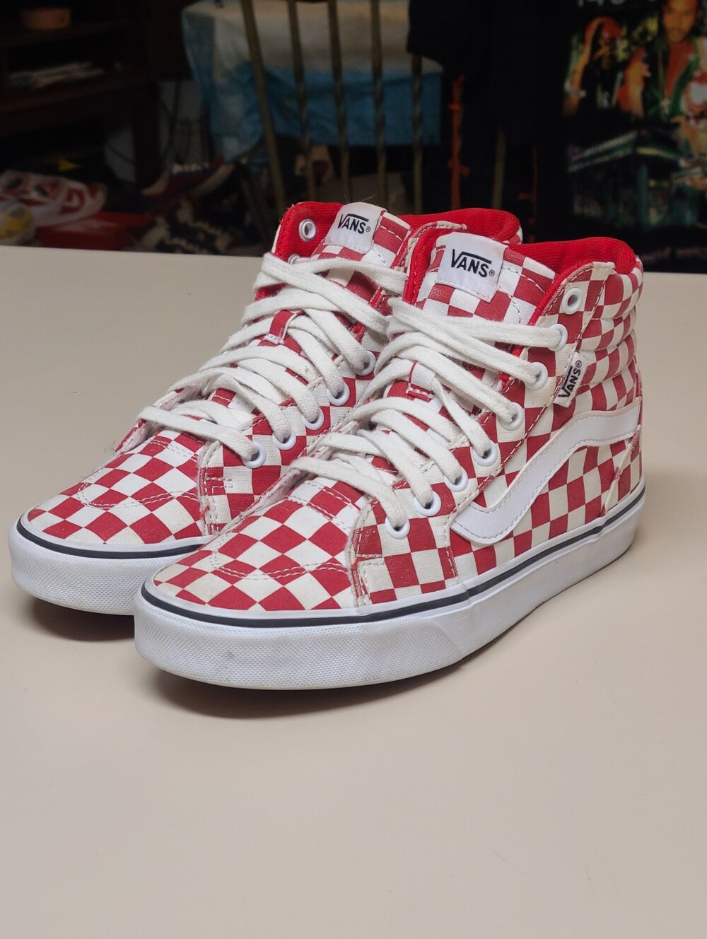 Vans Fillmore checkerboard hi top casual skateboard sneakers size 7